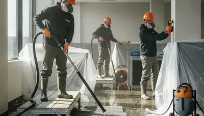 Commercial water damage restoration crew serving Victorville, CA with 24/7 emergency cleanup