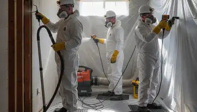 Mold removal technician in Victorville, CA handling water damage cleanup and moisture remediation