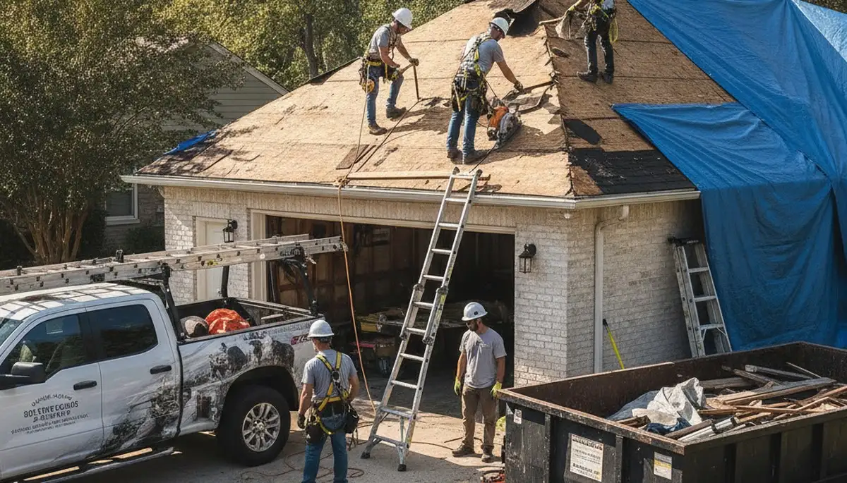 Storm damage restoration team cleaning water damage in Victorville, CA