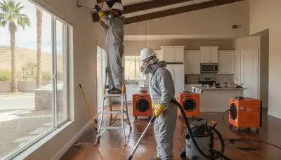 Water damage restoration team in Victorville, CA providing emergency water removal and cleanup