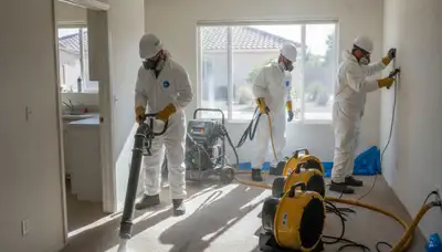 Water damage restoration team in Victorville, CA providing professional emergency cleanup services