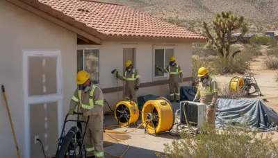 Water damage restoration team in Victorville, CA providing emergency cleanup and drying services