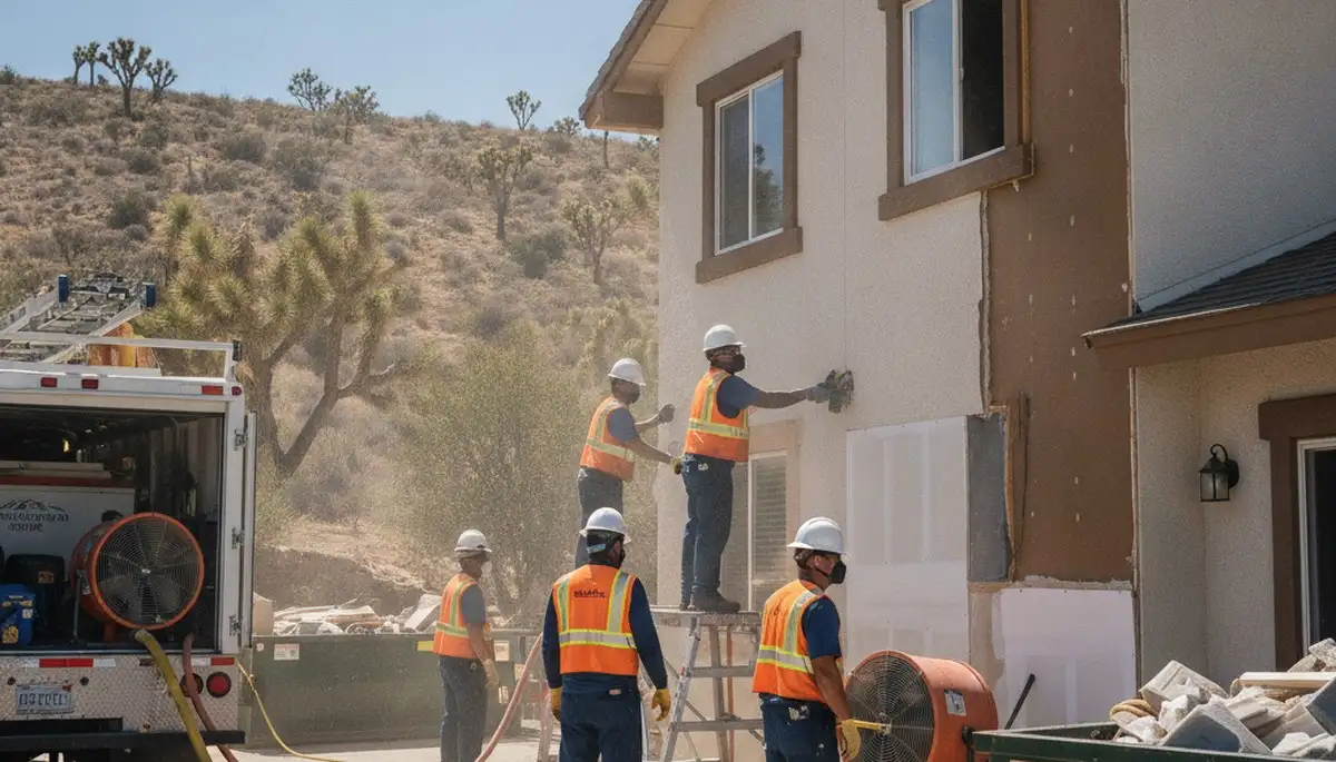 Water damage restoration team in Victorville, CA providing emergency cleanup and repair services